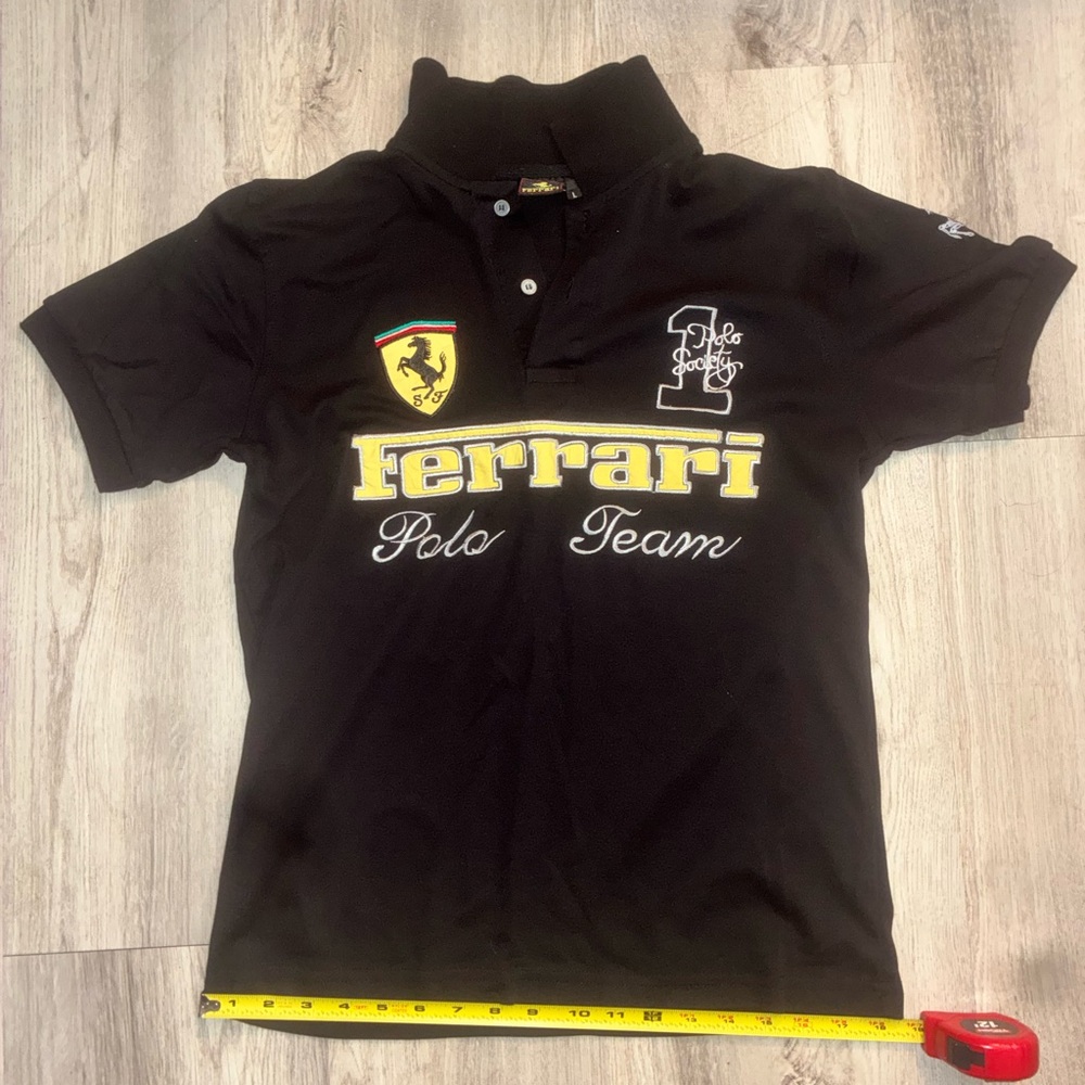 Ferrari Black Polo Team || Embroided Logo || Arm
